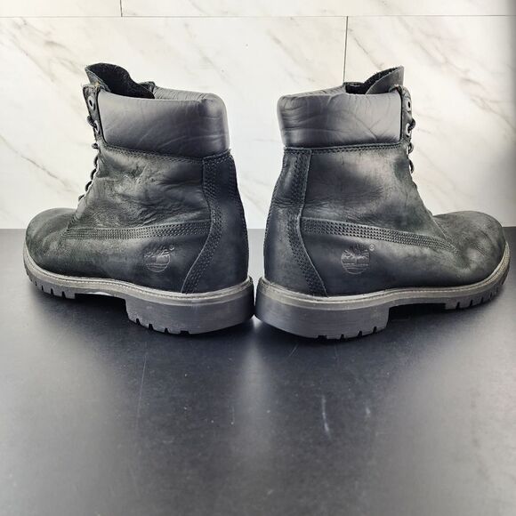 Timberland Premium 6 Inch Black Leather Boots - Picture 4 of 8